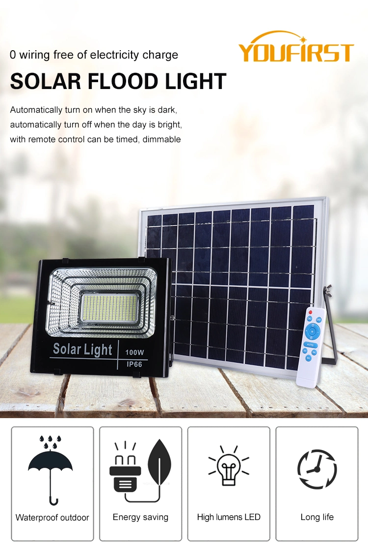 50W 100W 150W 200W IP65 Waterproof Outdoor Solar Powered Lamp LED Flood Light