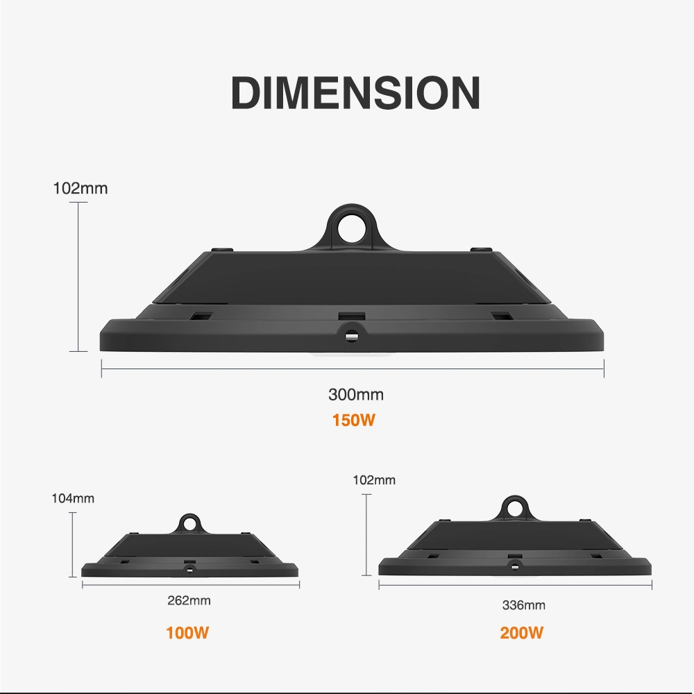 Industrial Warm Cold White 4000K~5700K Waterproof IP65 100W 150W 200W LED High Bay Light for Warehouse Factory Gymnasium Exhibition Warehouse Shopping Mall