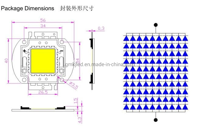 High Quality LED COB 100W with Black Copper Base 1.2mil Gold Wire LED Module